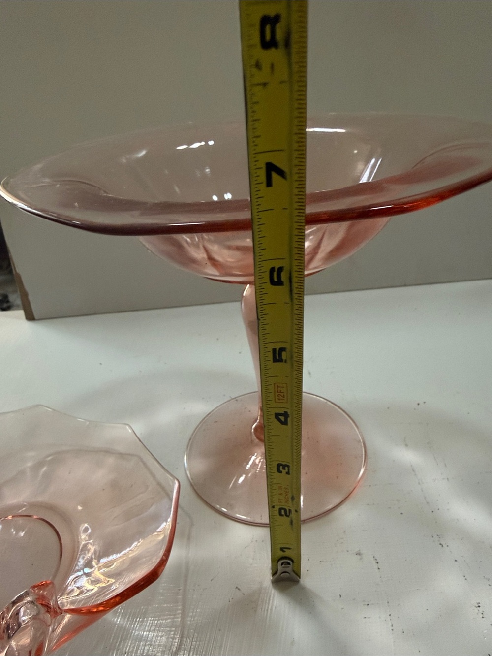 Elegant 1928 Depression Fostoria Fairfax Pink Glass Compote and Matching Dish - Picture 5 of 9